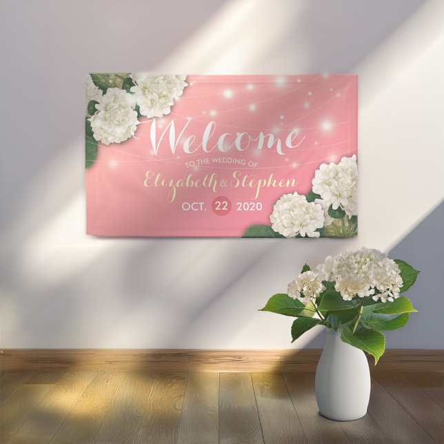 Wedding Welcome Hydrangea Flowers String Lights Banner (Creator Uploaded)