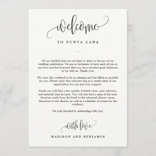 Wedding Welcome Itinerary Card Lovely Calligraphy