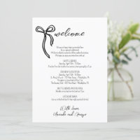 Wedding Welcome Itinerary hand illustrated bow