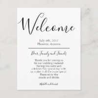 Wedding Welcome Itinerary Note Favour Bag Tag