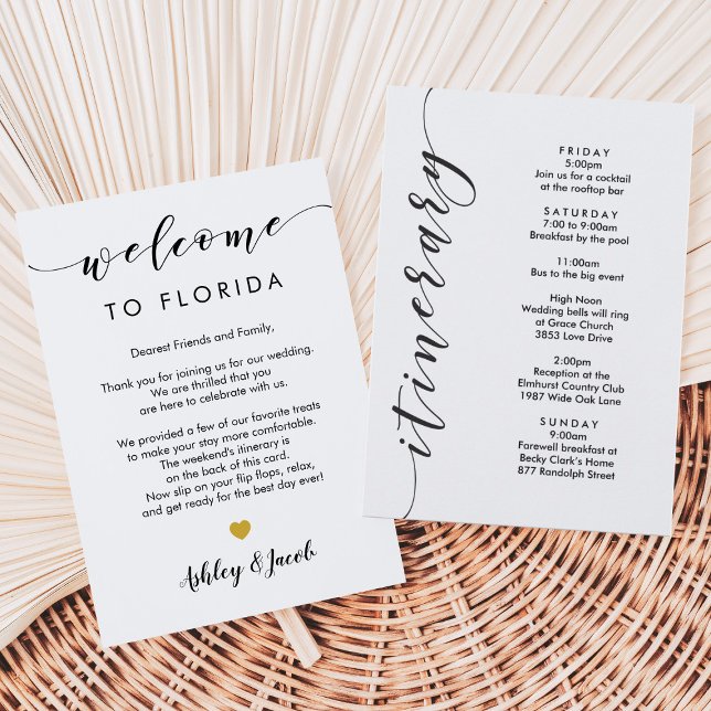 Wedding Welcome Letter & Weekend Itinerary Card (Creator Uploaded)