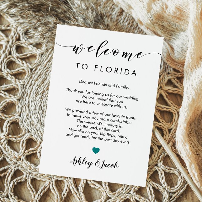 Wedding Welcome Letter & Weekend Itinerary, Teal Programme (Creator Uploaded)