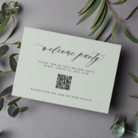 Wedding welcome party QR code sage green 