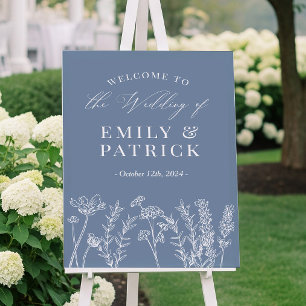 Wedding Welcome Periwinkle Blue Wildflower Poster