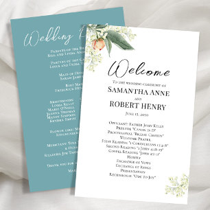Wedding Welcome Program Floral Calligraphy Script