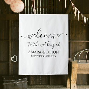 Wedding Welcome Script Calligraphy Elegant Sign Tapestry