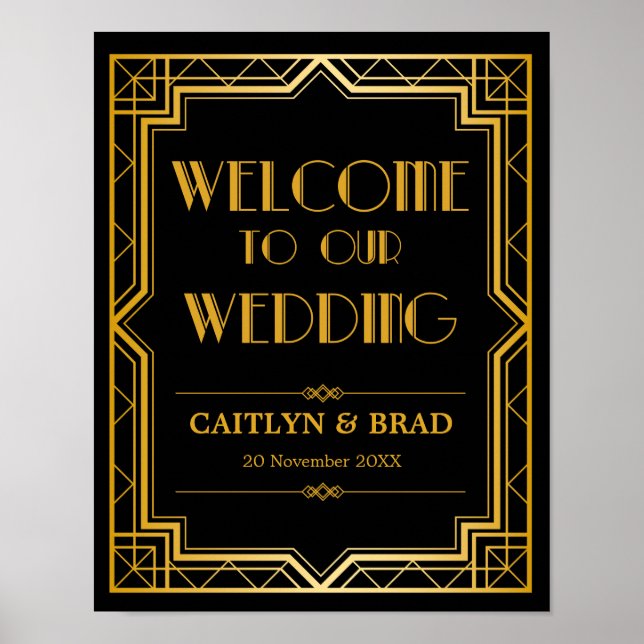 Wedding Welcome  Sign | Art Deco (Front)