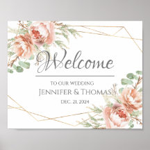 Wedding Welcome Sign Blush Roses