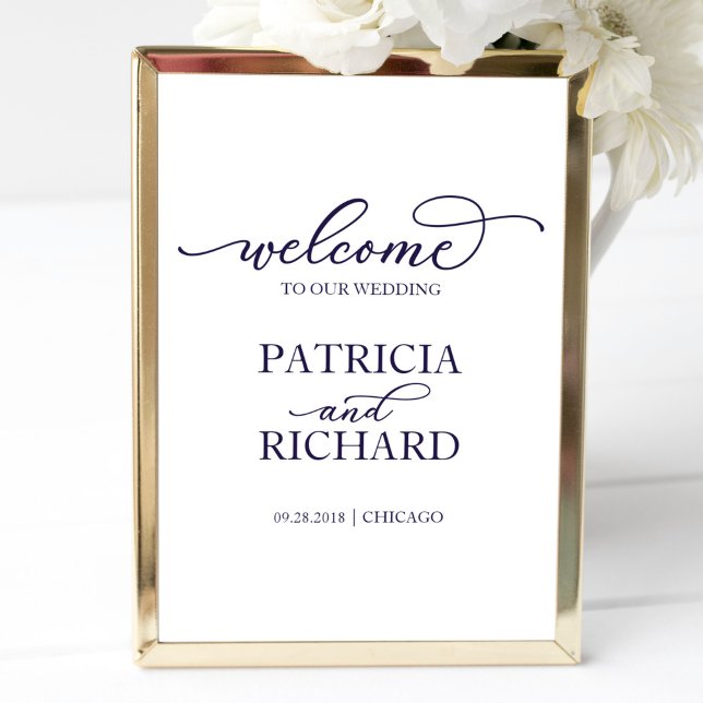 Wedding Welcome Sign | Chic Navy Blue Script (Creator Uploaded)