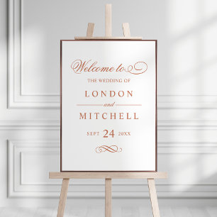 Wedding Welcome Sign   Copper Classic Elegance