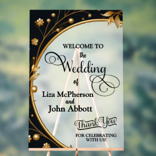 Wedding Welcome Sign Elegant Black & Gold