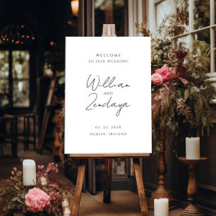 Wedding welcome sign, elegant minimal calligraphy poster