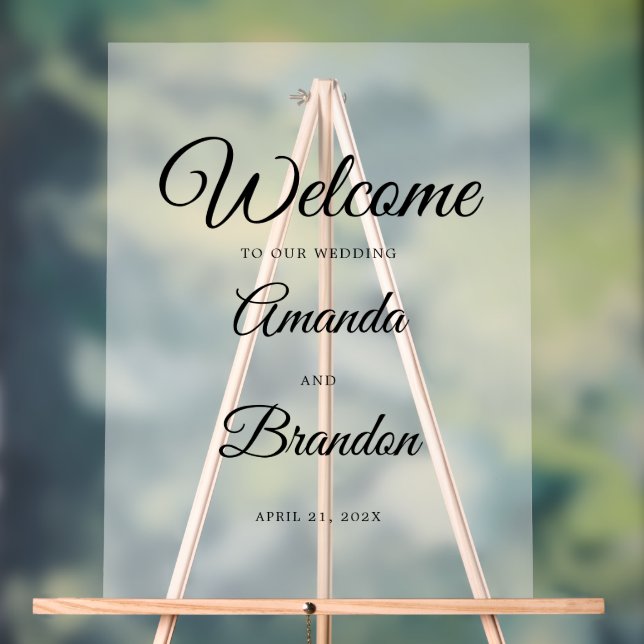 Wedding Welcome Sign frosted Acrylic Sign (Neutral)