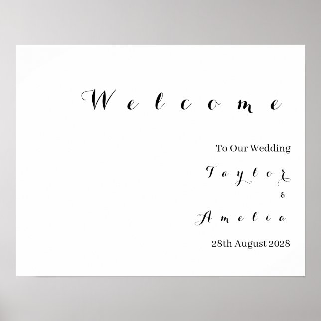 Wedding Welcome Sign Minimal Modern Typography (Front)