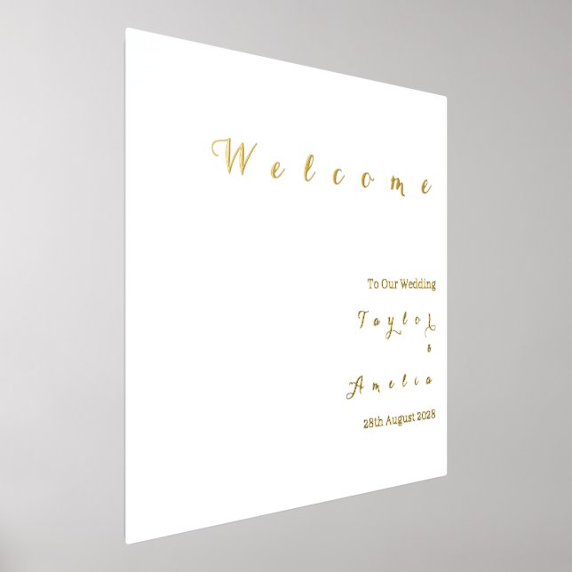 Wedding Welcome Sign Minimal Real Gold Foil (Laydown)