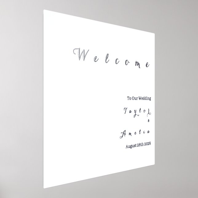 Wedding Welcome Sign Minimal Real Silver Foil (Laydown)