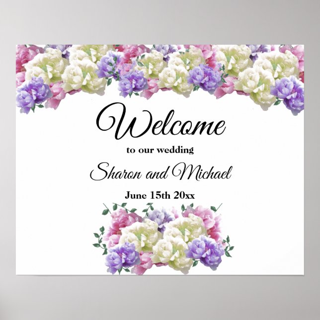 Wedding Welcome Sign Mixed Floral Bouquet (Front)
