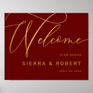 Wedding Welcome Sign Modern Faux Gold Script