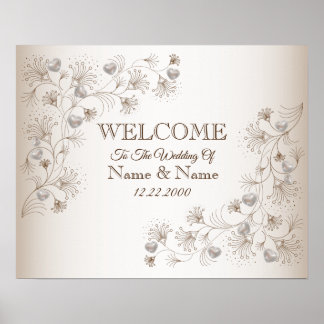 Wedding Welcome Sign Party Floral Elegant Poster