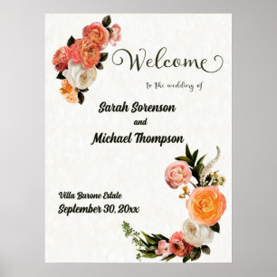 Wedding Welcome Sign Personalised Floral Poster