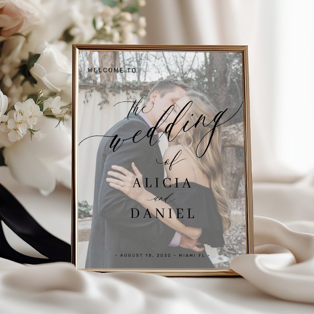 Wedding welcome sign poster script with photo (Creator Uploaded)