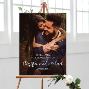 Wedding welcome sign poster with photo