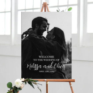 Wedding welcome sign poster with photo