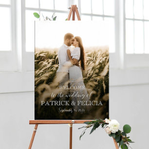 Wedding welcome sign poster with photo