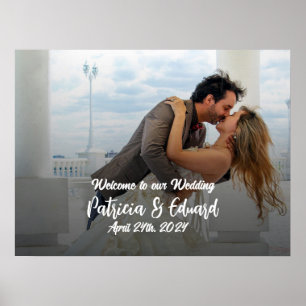 Wedding welcome sign poster with photo