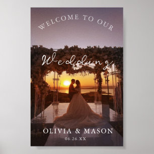 Wedding Welcome Sign Poster with Photo White