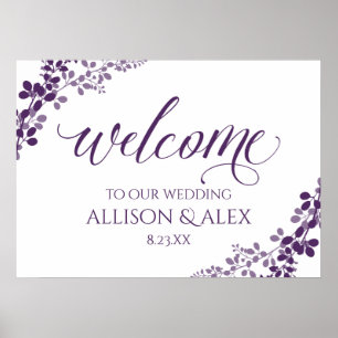 Wedding Welcome Sign Purple Baby's Breath -Vines