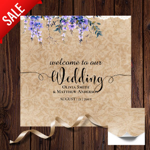 Wedding Welcome Sign Purple Wisteria Lace