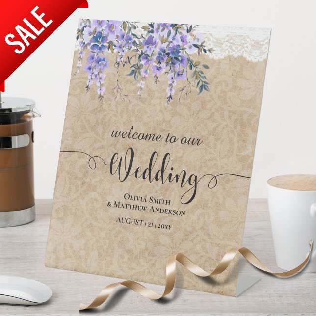 Wedding Welcome Sign Purple Wisteria Lace (Creator Uploaded)