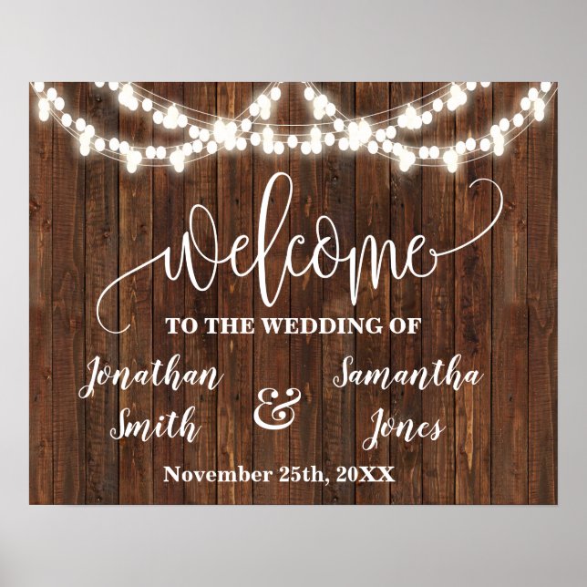 Wedding Welcome sign Western Country Bridal  (Front)