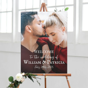 Wedding welcome sign with photo canvas print