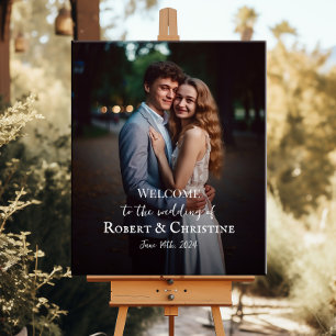 Wedding welcome sign with photo on canvas