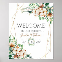Wedding Welcome Signs Eucalyptus & Cotton