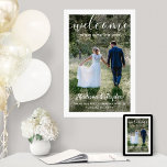 Wedding Welcome Simple Modern White Script Photo Poster<br><div class="desc">Welcome wedding guests to your ceremony or reception with an elegant custom photo 24"x36" poster. Picture and all text are simple to personalise. (IMAGE PLACEMENT TIP: An easy way to centre a photo exactly how you want is to crop it before uploading to the Zazzle website.) The modern minimalist black...</div>