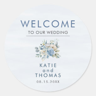 Wedding Welcome Stickers Custom Round Floral