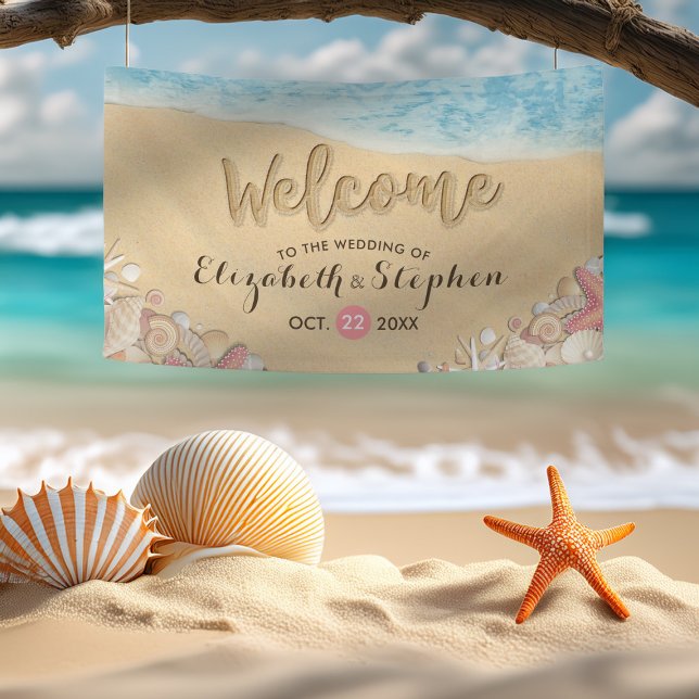 Wedding Welcome Summer Beach Starfish Sea shells Banner (Creator Uploaded)