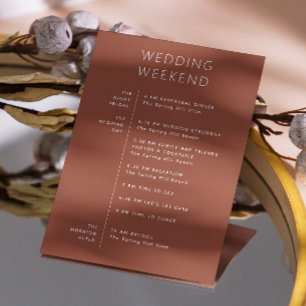 Wedding welcome. Terracotta Weekend Timeline Invitation
