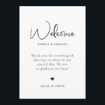 Wedding Welcome Weekend Timeline Programme<br><div class="desc">Modern minimalist wedding welcome and weekend event timeline program card. Template features,  welcome message on front and weekend itinerary timeline on back.  Wedding day icons timeline includes rings,  cocktail,  meal setting,  cake,  music note and confetti.</div>
