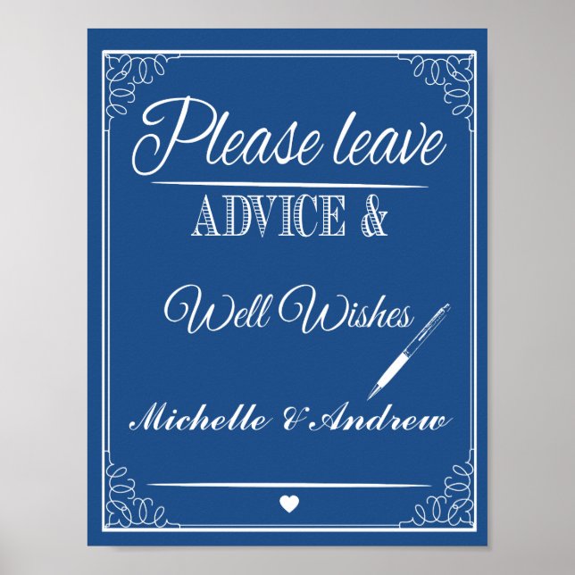 Wedding Well Wishes Sign, Wedding Reception Sign, Poster (Front)