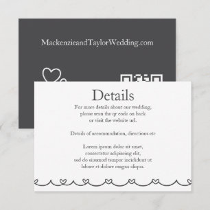 Wedding Whimsical Doodles Grey and White Enclosure Card
