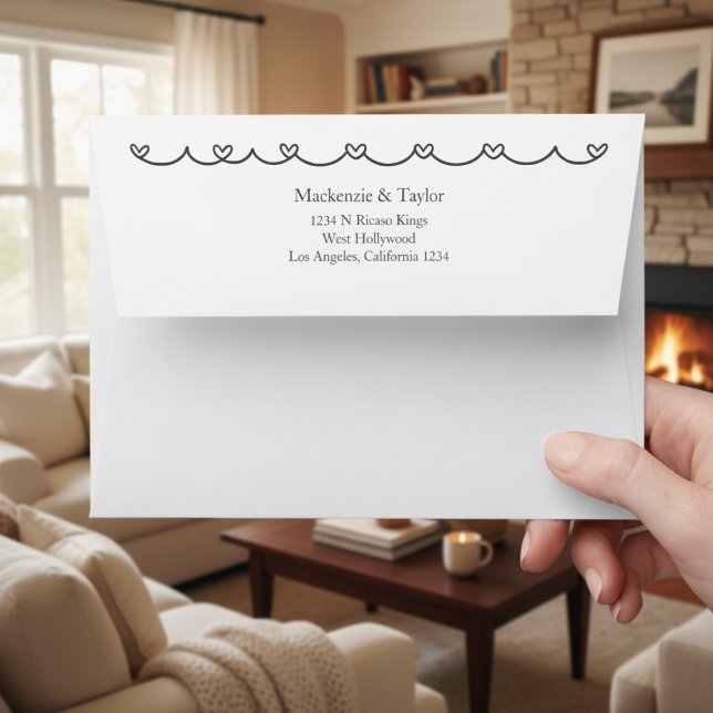 Wedding Whimsical Doodles Grey and White  Envelope (Wedding Whimsical Doodles Grey and White Envelope
by Ricaso. Modern chic personalized return address)