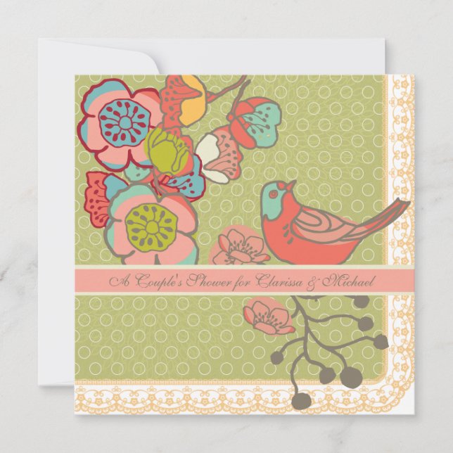Wedding Whimsy Birds Couple's Shower Invitation (Front)