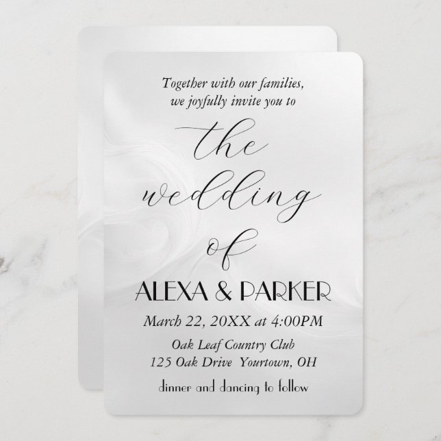 Wedding White Abstract Design  Invitation (Front/Back)