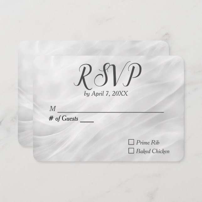Wedding White Abstract RSVP (Front/Back)