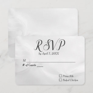 Wedding White Abstract RSVP Card