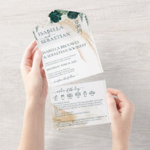 Wedding White All in save the date Emerald Green